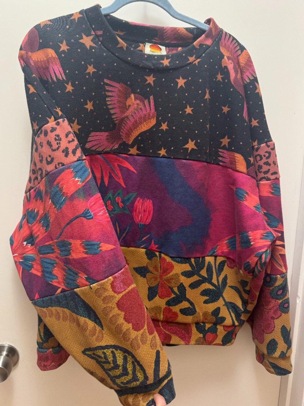 Farm Rio Mixed Print Tunic Sweatshirt Sz L - Picture 4 of 11
